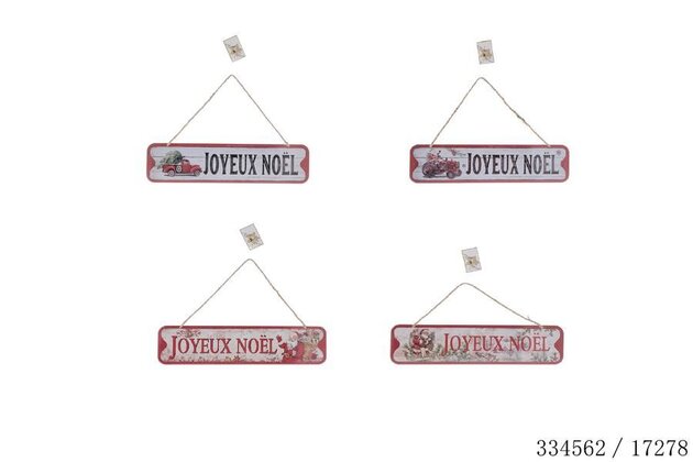 Muurdeco Kerst 50x12cm 4ass