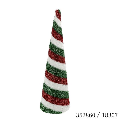 Deco kerstboom 15x15x48cm rood wit groen