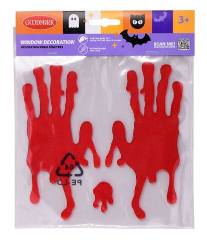 Raamsticker gel 20x20cm - bloody hands