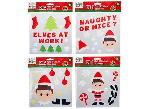 Raamstickers Elf 20x20cm 4ass