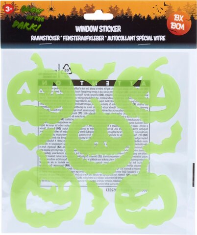 Raamstickers Halloween 19x19cm glow in the dark 2ass