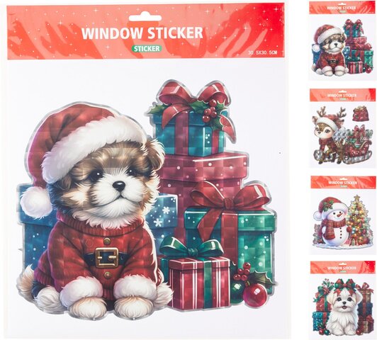 Raamstickers Kerst 30x30cm 2ass