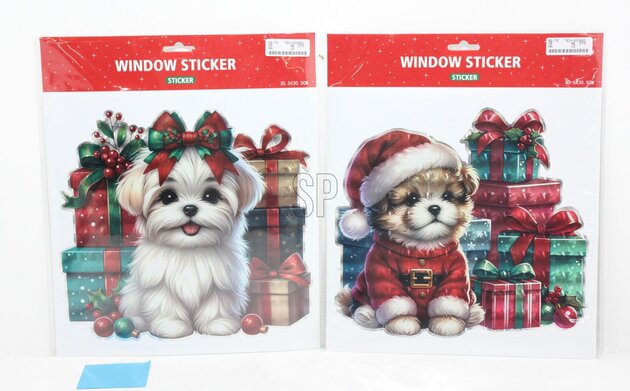 Raamstickers Kerst 30x30cm 2ass