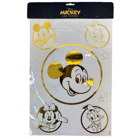 Raamstickers Mickey & friends goudfolie A3