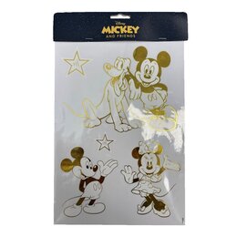 Raamstickers Mickey & friends goudfolie A4