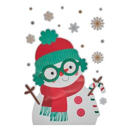 Raamstickers sneeuwman 29x41cm met brillen
