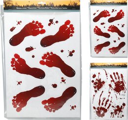 Raamstickers voeten/handen in bloed 2ass