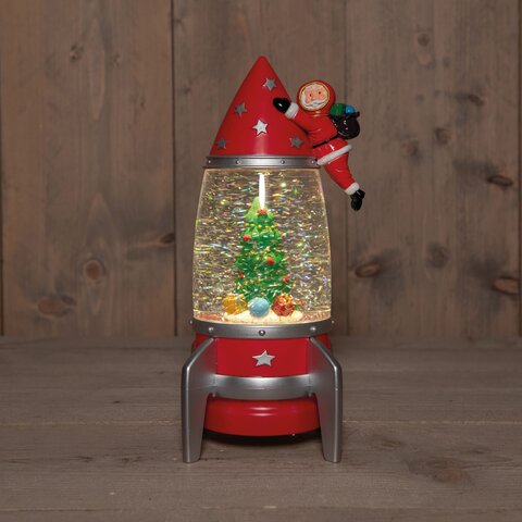 Raket met Kerstman 12x27cm warm wit