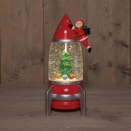 Raket met Kerstman 12x27cm warm wit