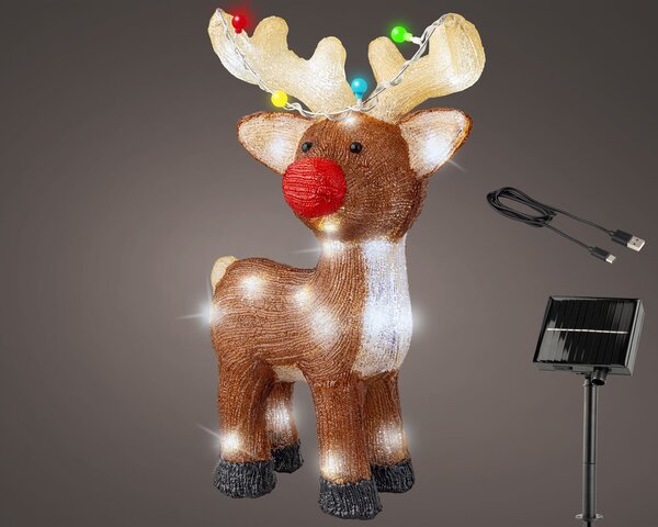 Rendier acryl 33x47cm 48Led solar buiten