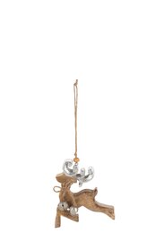Rendier hangend mangohout 10x12cm - naturel