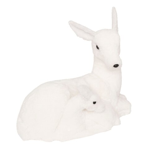 Rendier met baby 42x38cm styropor wit