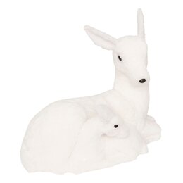 Renne avec bébé 42x38cm styropor blanc