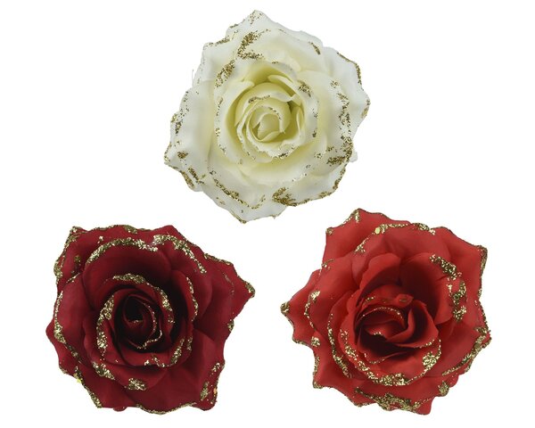Roos 12x7cm op clip 3ass