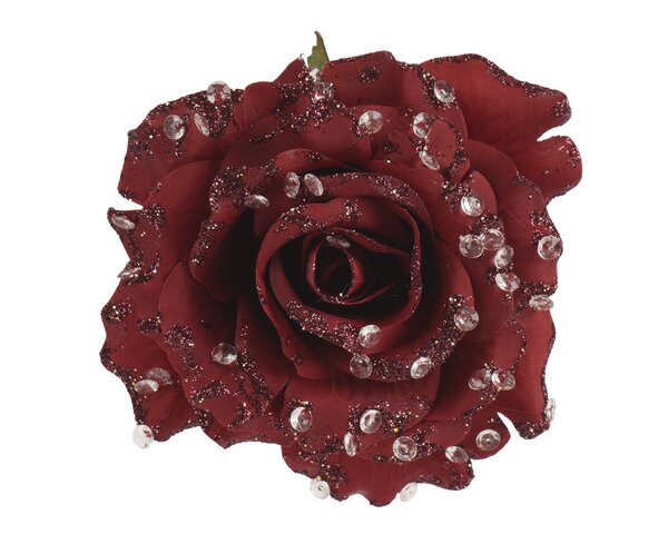Roos op clip D14xH8cm oxblood