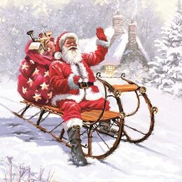 Santa on Sledge 33x33cm