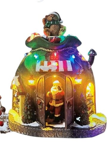 Santas workshop cadeauzak licht/muziek 19x17x23