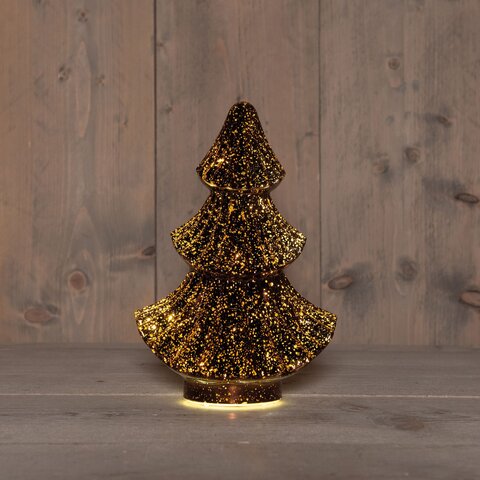 Sapin verre 15x9x24cm 10Led bronze