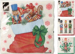 Servetten 33x33cm Kerst 16stuks 3ass