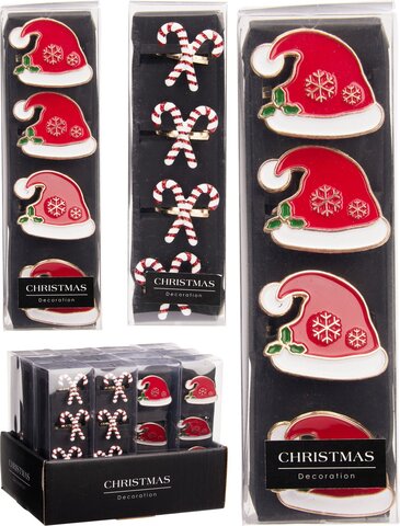 Servietring 4stuks 2ass kerstmuts/zuurstok