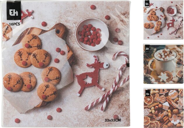 Servietten 33x33cm 16stuks - Kerst