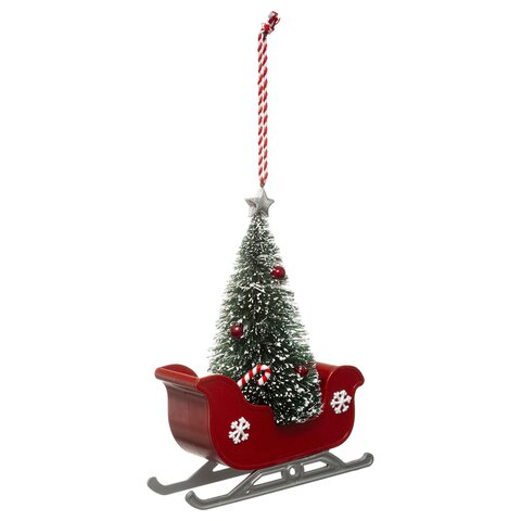 Slee met kerstboom H15cm