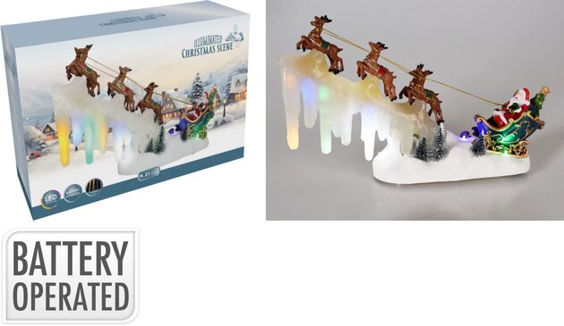 Slee met Kerstman&rendieren Led