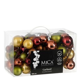 Slinger kerstballen L180cm mix bruin goud groen