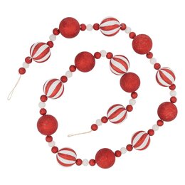 Slinger kerstballen L185cm rood wit