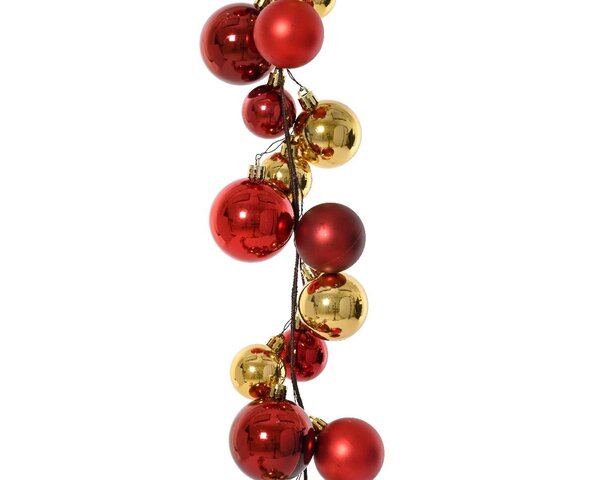 Slinger met kerstballen 10x10x180cm rood goud