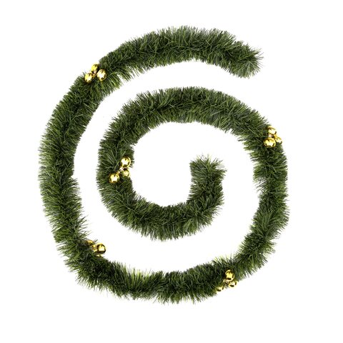 Slinger Triple Gold L100cm groen met kerstballen goud
