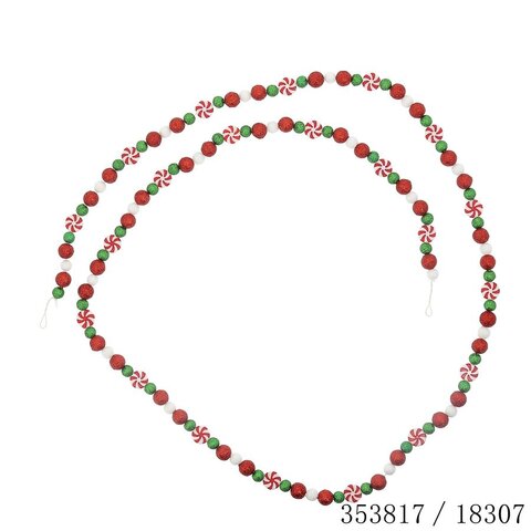 Slinger zuurstok L240cm glitter rood/wit/groen