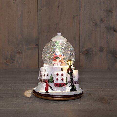 Sneeuwbal met Kerstman 21x15cm warm wit