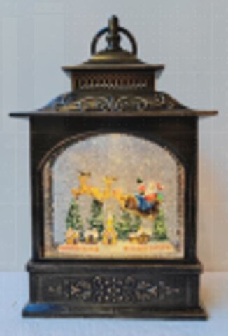 Sneeuwlantaarn kerstman slee 18x9x25cm