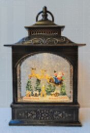 Sneeuwlantaarn kerstman slee 18x9x25cm