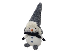 Sneeuwman zittend 16x35cm blauw wit