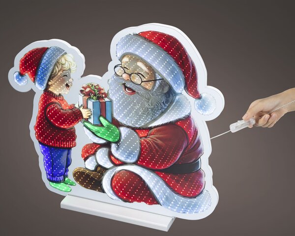Spiegel 57x53cm Kerstman met kind Led