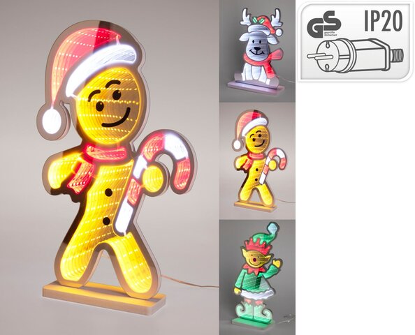 Spiegel Kerst H37cm Led 3ass