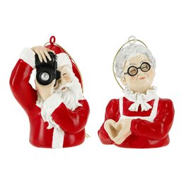 Statue Père Noël/Mère 6x7x8cm 2ass