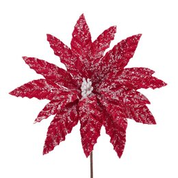 Steker poinsettia fluweel rood gevrozen