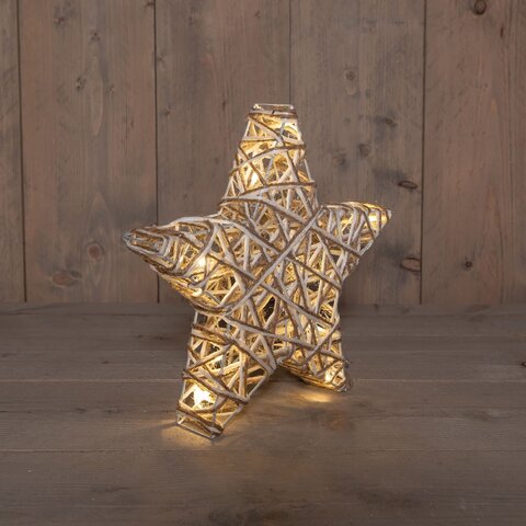 Ster 30x5cm 10Led jute katoen warm wit