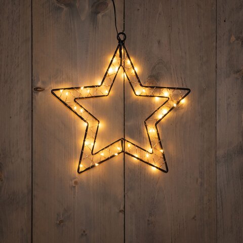 Ster 40Led classic koperdraad zwart 30x30,5cm Timer