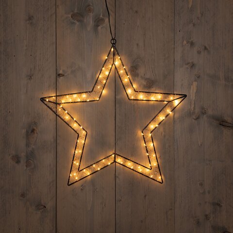 Ster 80Led classic koperdraad zwart 50x49,5cm Timer