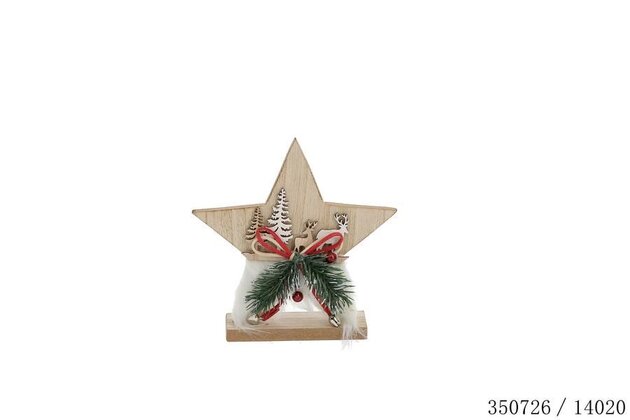 Ster op voet 15x4x15cm hout