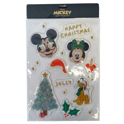 Stickers de fenêtre Mickey & Friends gel pailleté A3