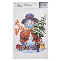 Stickers fenêtre 60x40cm bonhomme de neige