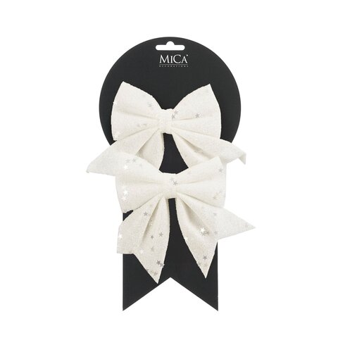 Strik 12x13cm 2stuks wit glitter