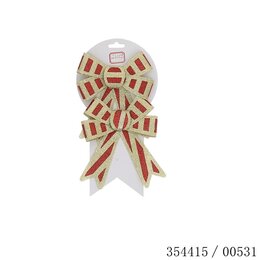 Strik 15x17cm gestrepen rood/goud 2stuks