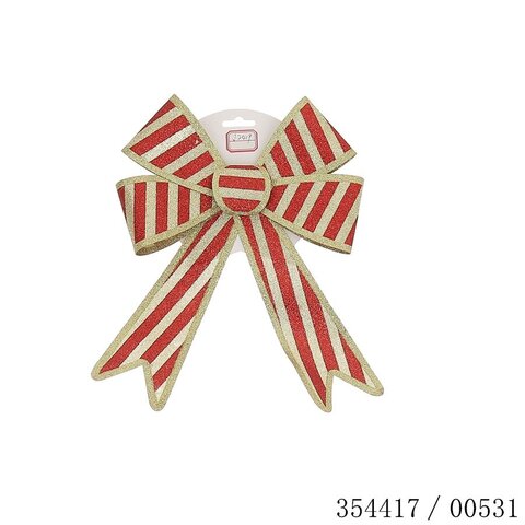 Strik 22x29cm gestrepen rood/goud