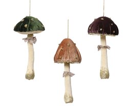 Suspension Champignon 12x25cm velours 3ass